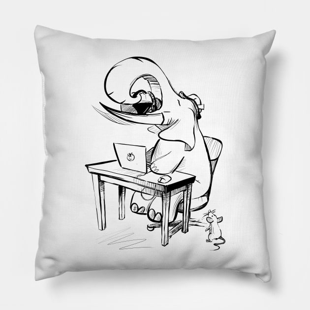 Caffeinated Elephant Pillow by Jason's Doodles