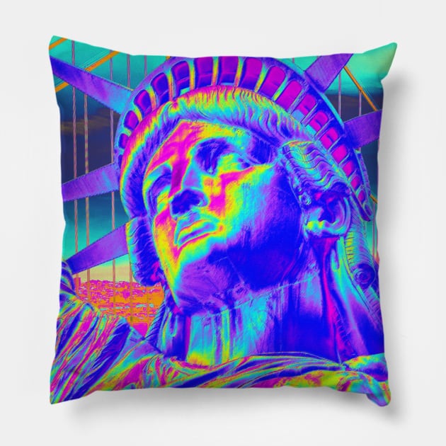 Statue of liberty city Pillow by mrcatguys