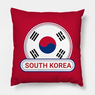 South Korea Country Badge - South Korea Flag Pillow