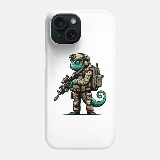 Tactical Cameleon Mastery Tee: Where Style Meets Stealth Phone Case by Rawlifegraphic