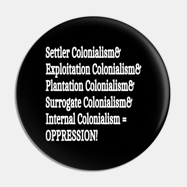 Settler& Exploitation& Plantation& Surrogate& Internal& Colonialism = OPPRESSION! - Back Pin by SubversiveWare