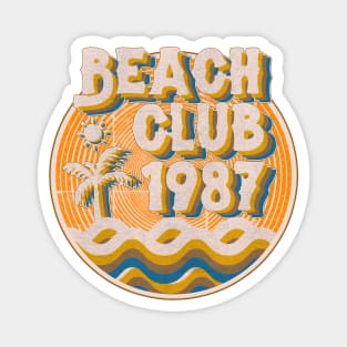 vintage retro beach club 70s 1987 with spirale orange Magnet