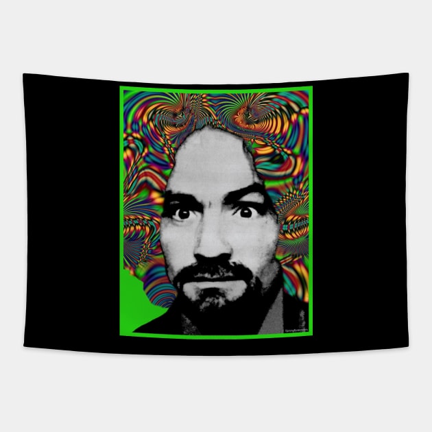 Charles Manson - Psychodelic (Charlie Don't Surf) Tapestry by RainingSpiders