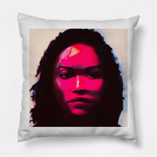 On the Wall - Red Glitch Art Portrait Pillow