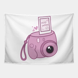 Pink retro camera Tapestry