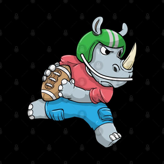 Rhino as Footballer with Football and Helmet by Markus Schnabel