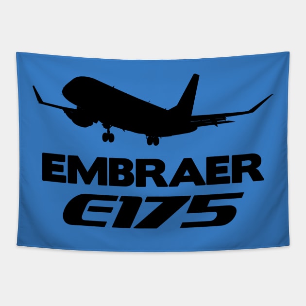 Embraer E175 Silhouette Print (Black) Tapestry by TheArtofFlying