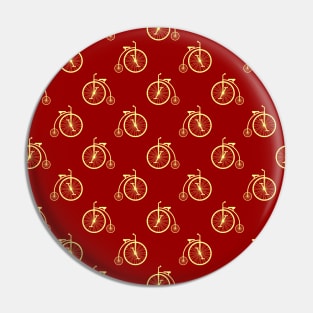 Retro Bicycle Pattern in Red Tones Pin