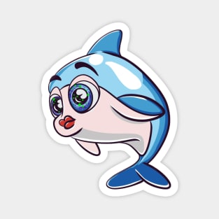 Kawaii Dolphin Nancy with Galaxy Sparkling Eyes Magnet