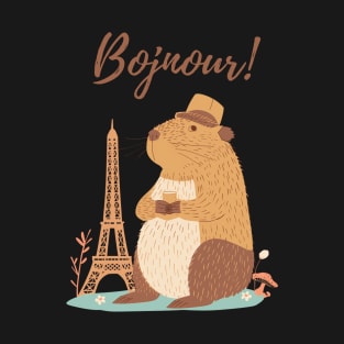 Bojnour! Capybara in Paris T-Shirt