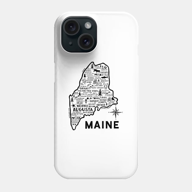 Maine Map Phone Case by fiberandgloss