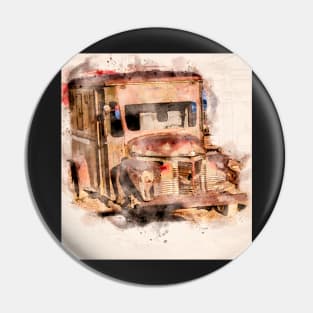 Rusting International KB5 Panel Truck in Watercolor Pin