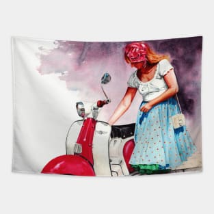 Fifties Lambretta Girl Tapestry