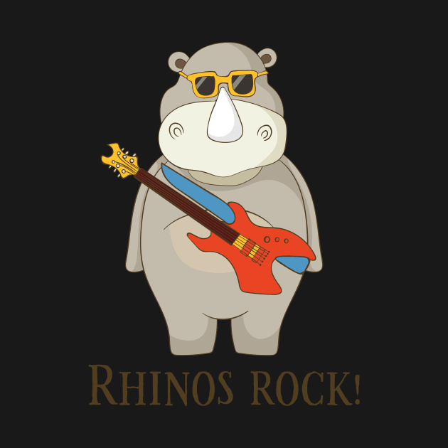 Rhinos Rock, Cute Funny Rhino Fan Lover by Dreamy Panda Designs