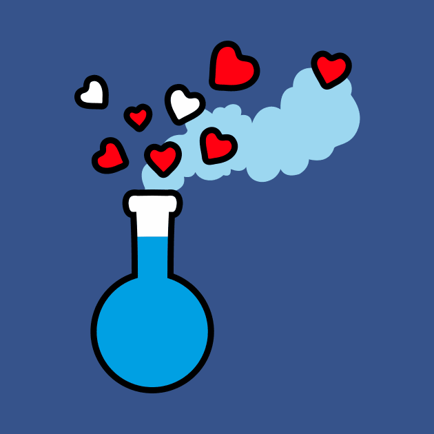 Love is My Mana - Blue Potion Laboratory Flask with Red Hearts by XOOXOO