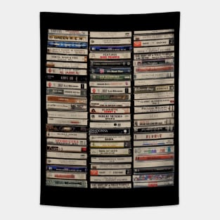 80s mix tapes vintage music casettes retro mixed media Tapestry