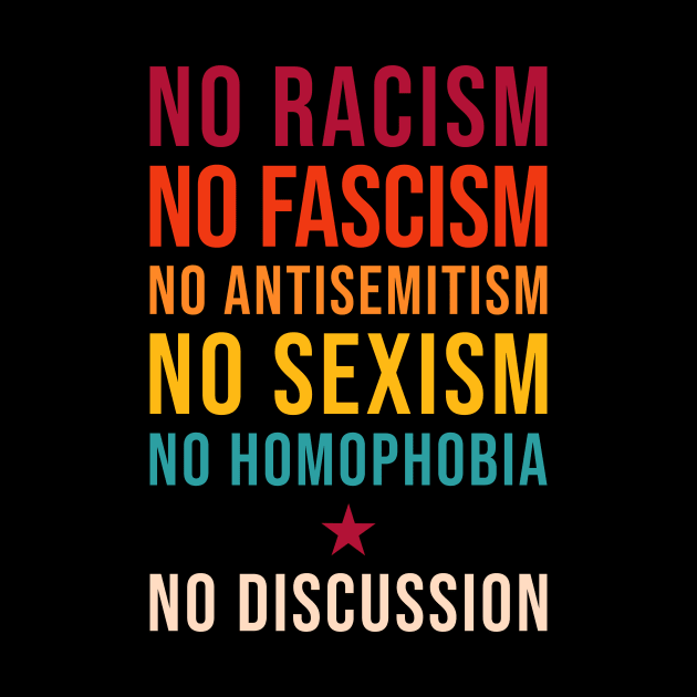 No Racism Fascism Homophobia Sexism Antisemitism - No Discussion by MMROB