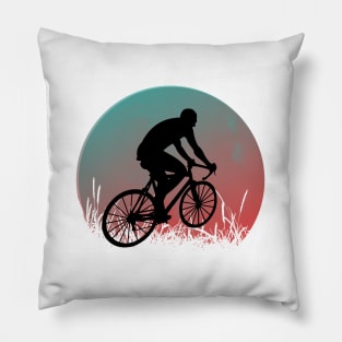 Cycling Retro Vintage Sunset Style Pillow