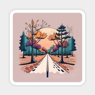 Autumn Forest Minimalistic Drawing Magnet