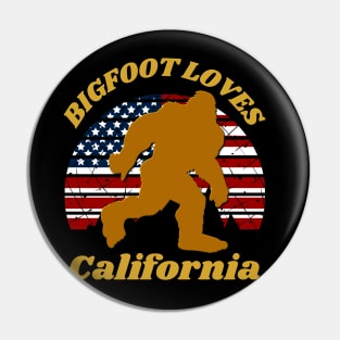 Bigfoot Loves America and California Too Pin