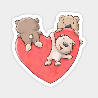 little bear cups are climbing big heart Magnet