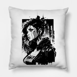 Retro Synthwave Woman Pillow