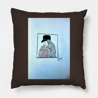 A girl wearing hat Pillow