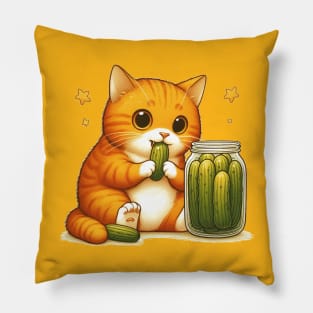 Cat Eating Pickles Pillow