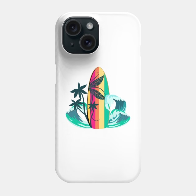 Sport surfboard with palm trees decoration Phone Case by Maria Zavoychinskiy 
