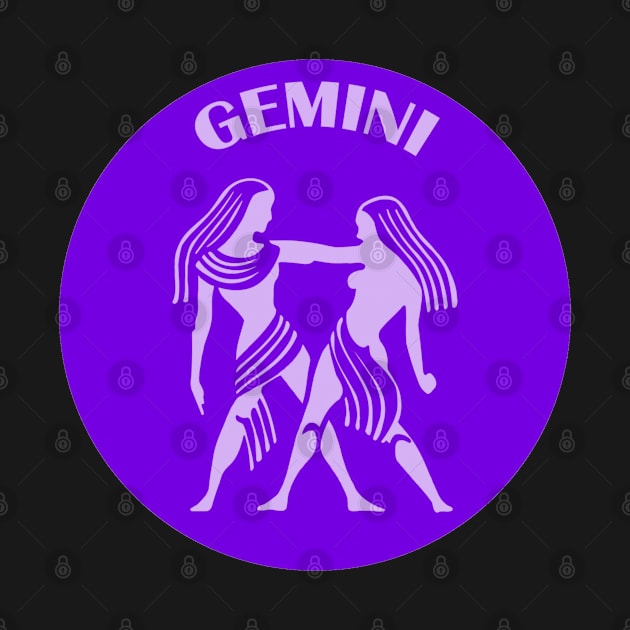 Gemini Astrology Zodiac Sign - Gemini the Twins Birthday Or Christmas Gift - Purple by CDC Gold Designs