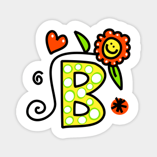 Letter B abc monogram hand drawn colorful alphabet Magnet