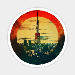 Tokyo tower abstract pop art cityscape Magnet