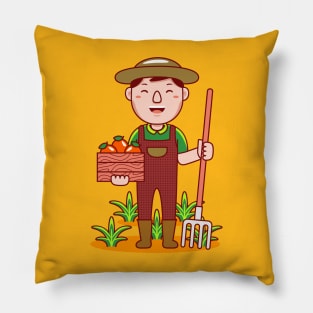 Cut Farmer Cartoon Pillow