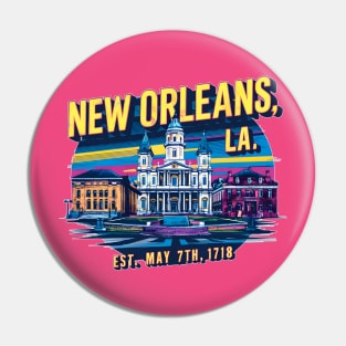 new Orleans Louisiana Souvenir Vintage Nostalgic Cityscape tee Pin