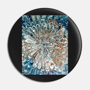 Blue and bronze abstract flower Pin