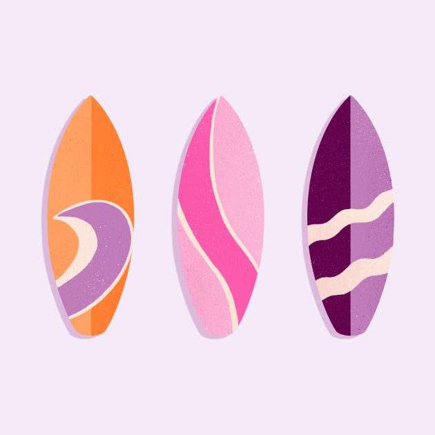 colorful surfboards- pink, orange and purple by Home Cyn Home 