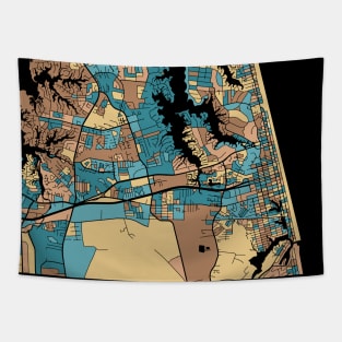 Virginia Beach Map Pattern in Mid Century Pastel Tapestry