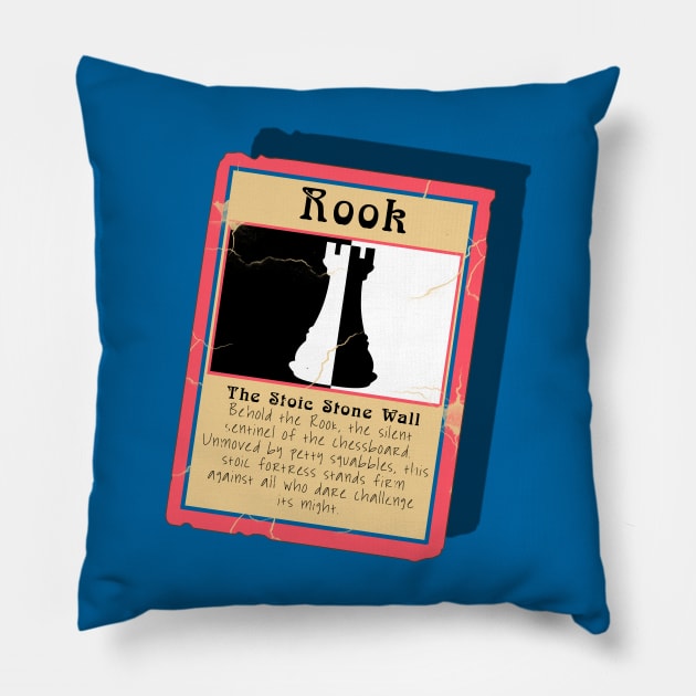 The Stoic Stone Wall Chess Rook Trading Card Pillow by Fun Funky Designs