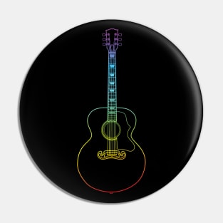 Jumbo Style Acoustic Guitar Colorful Outline Pin