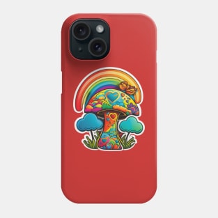 Groovy Psychedelic Mushrooms in Red Phone Case