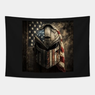 American Flag Spartan Helmet Art Tapestry