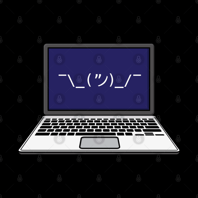 Funny laughing computer - Ascii art - Smiling Laptop by Shirtbubble