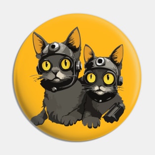 Modern Meows Atomic Age Black Kitschy Cats Pin