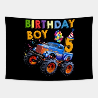 5th Birthday Boy Blaze 5 Year Old Monster Truck Tapestry