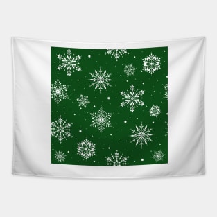 Christmas Folk Snowflakes2 Green Tapestry