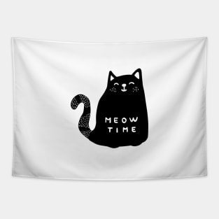 Meow time black cat drawing Tapestry