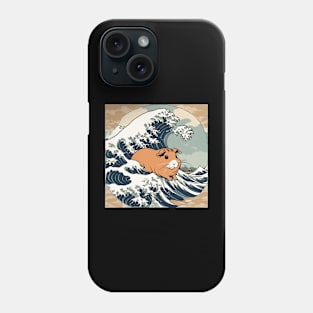 Vintage Brown American Guinea Pig in the Great Wave Phone Case