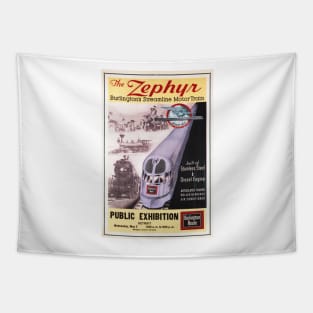 The Zephyr Diesel Engine Motor Train Retro Advertisement Vintage Railway Tapestry