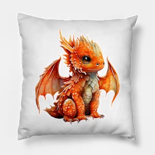 Orange baby dragon Pillow