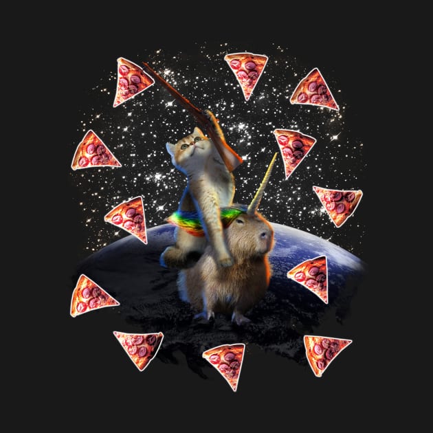 Space Cat Riding Capybara by Random Galaxy